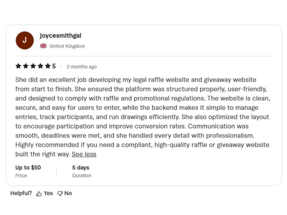 Expert WordPress specialist creating secure, user-friendly raffle and giveaway websites.